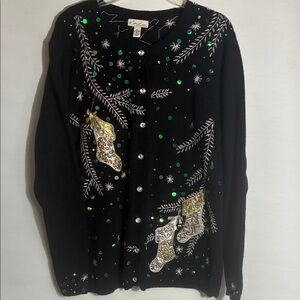 CHRISTMAS FESTIVE SWEATER EMBELLISHED 3X zKIM ROGERS